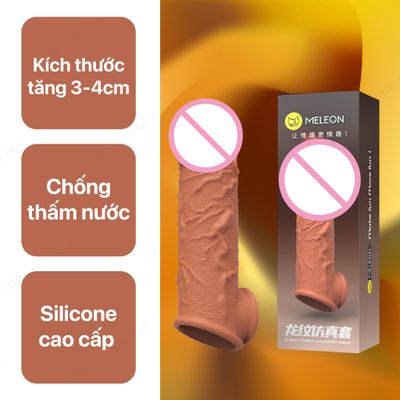 (Có Video) Bao cao su đôn dên Meleon dài 16.5cm thân gai có rung cao cấp chính hãng