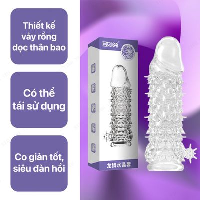 (Có Video) Bao cao su Aichao dài 14 cm đầu trơn thân vân vảy rồng