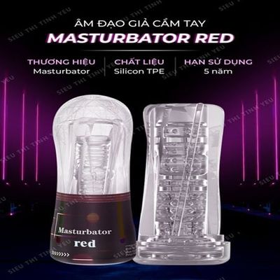 Cốc Âm đạo giả cầm tay trong suốt mềm mại Masturbator Red cao cấp