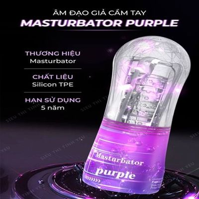Cốc Âm đạo giả cầm tay trong suốt nhỏ gọn tiện dụng Masturbator Purple