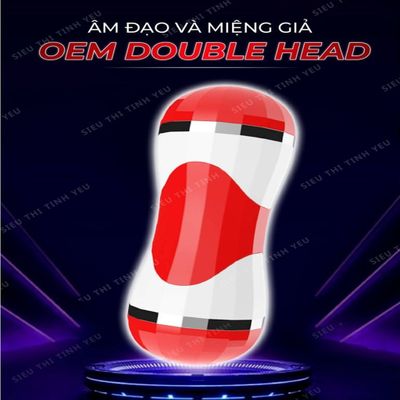 (Có video) Âm đạo giả và miệng 2 đầu OEM Double Head màu đỏ
