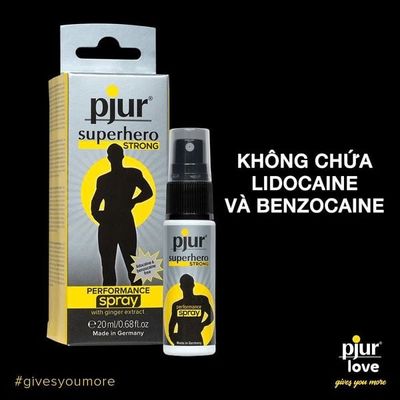 Gel kem bôi kéo dài thời gian thành phần thiên nhiên Pjur Super Hero Strong Chai 20ml