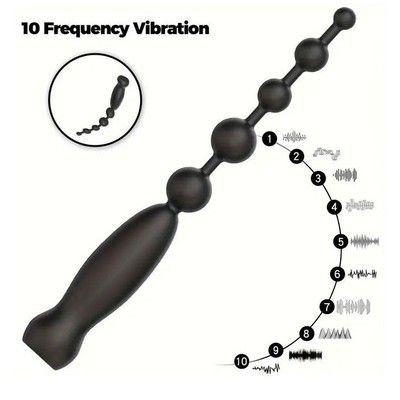 Đồ chơi hậu môn có 10 chế độ rung silicon dẻo dài 230mm