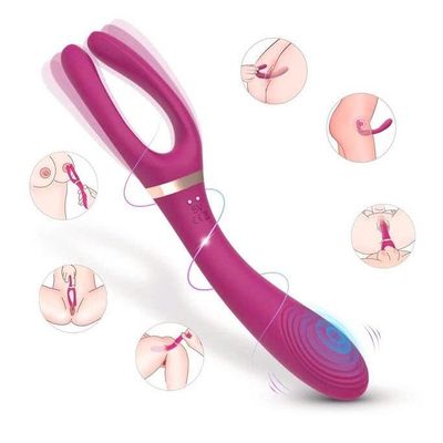 Máy rung 2 đầu silicon ngụy trang hình nĩa có 9 chế độ