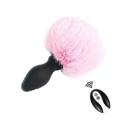 Đuôi thỏ cosplay butt plug rung silicon có điều khiển từ xa