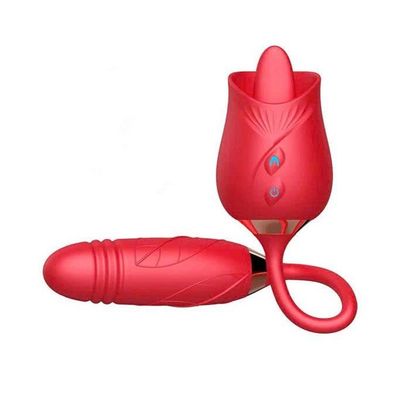 Máy rung 2 đầu có lưỡi liếm và dương vật giả dùng sạc