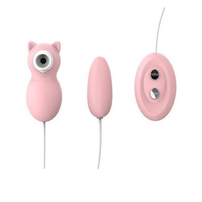 Trứng rung 2 đầu hút điểm G hình con gấu silicon màu hồng 393616