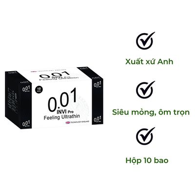 Bao cao su 0.01 Invi Pro siêu mỏng