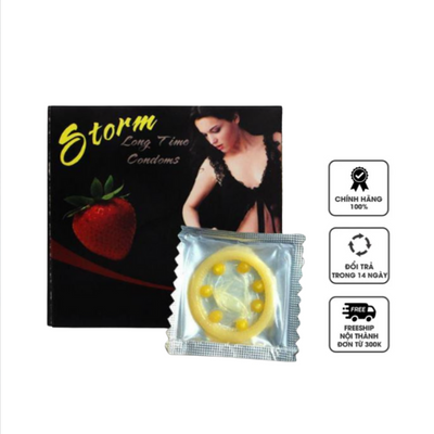 10 Cái - Bao Cao Su Storm 7 Bi Kéo Dài Thời Gian Hương Dâu