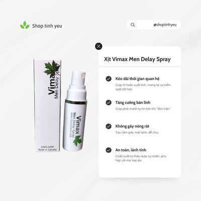 Xịt Vimax Men Delay Spray hỗ trợ kéo dài thời gian