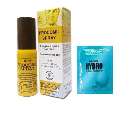 Chai Xịt Hỗ Trợ Lâu Ra Của Đức Procomil Spray Kèm Gel Gói Okamoto