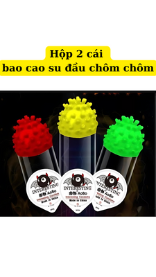 Hộp 2 Cái Bao cao su gân gai bi râu  chôm chôm, tăng kích thích, kéo dài thời gian