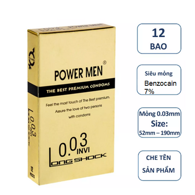 Bcs Siêu Mỏng Tăng Thời Gian Cho Nam Power Men 0.03 Invi Long Shock