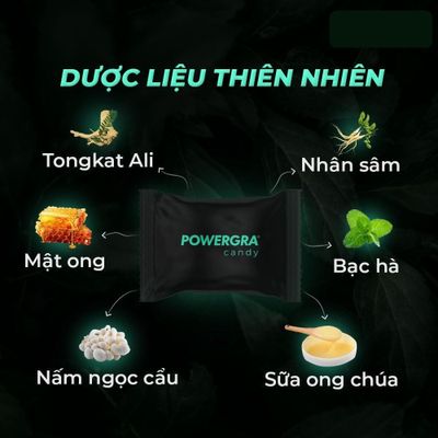 Viên kẹo ngậm nhân sâm cương và kéo dài nam 1 Hộp 8 Viên Powergra Mint Energy chính hãng