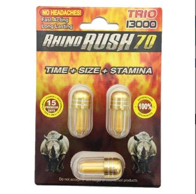 Viên Uống Phục Hồi Và Tăng Cường Sức Khỏe Sinh Lí Nam Giới Rhino Rush 70 Trio 13000mg Vỉ dùng thử 3 Viên  | CHE TÊN SẢN PHẨM