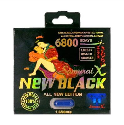 Viên Uống Phục Hồi Và Tăng Cường Sức Khỏe Sinh Lí Nam Giới Samurai X New Black 6800mg Vỉ dùng thử 1 Viên  | CHE TÊN SẢN PHẨM