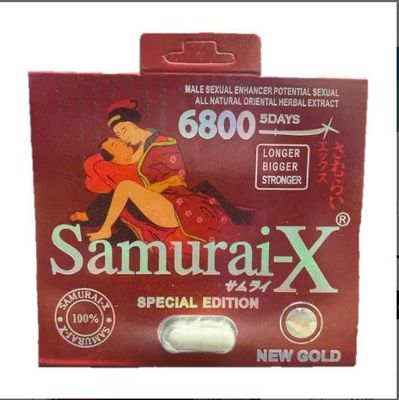 Viên Uống Phục Hồi Và Tăng Cường Sức Khỏe Sinh Lí Nam Giới Samurai X Red New Gold 6800mg Vỉ dùng thử 1 Viên  | CHE TÊN SẢN PHẨM