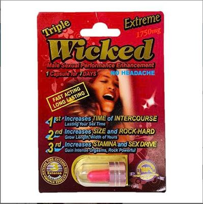 Viên Uống Phục Hồi Và Tăng Cường Sức Khỏe Sinh Lí Nam Giới Wicked Extreme 1750mg Vỉ dùng thử 1 Viên  | CHE TÊN SẢN PHẨM