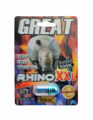 Viên Uống Phục Hồi Và Tăng Cường Sức Khỏe Sinh Lí Nam Giới Great Rhino XXL (Extreme 500K) Vỉ dùng thử 1 Viên  | CHE TÊN SẢN PHẨM