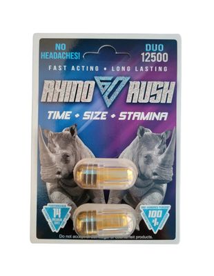 Viên Uống Phục Hồi Và Tăng Cường Sức Khỏe Sinh Lí Nam Giới Rhino Rush 60 (Duo 12500) Vỉ dùng thử 2 Viên  | CHE TÊN SẢN PHẨM