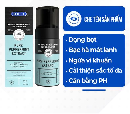 Dung dịch vệ sinh nam dạng bọt, tinh chất bạc hà tươi mát Shell Pure Peppermint Extract - Chai 100ml | S Shop