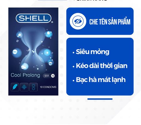Bao cao su Shell Cool Prolong kéo dài thời gian, bạc hà mát lạnh - Hộp 10 cái