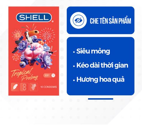 Bao cao su Shell Tropical Prolong kéo dài thời gian, hương hoa quả nhiệt đới - Hộp 10 cái | S Shop
