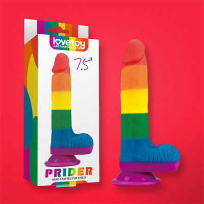Dương vật giả dán tường bảy màu cầu vòng Lovetoy Prider 19cm