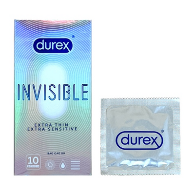 Bao cao su siêu mỏng kéo dài thời gian che tên Durex Invisible 10 cái chính hãng
