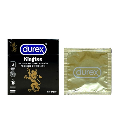 Bao cao su siêu mỏng kéo dài thời gian che tên Durex Kingtex 3 cái chính hãng