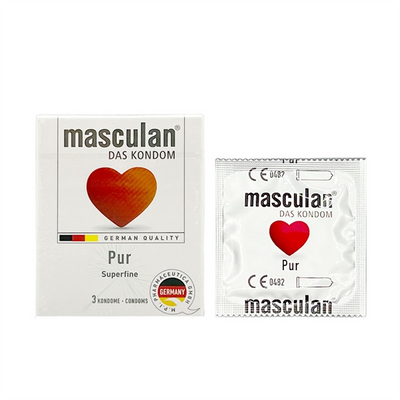 Bao cao su siêu mỏng kéo dài thời gian che tên Masculan Pur 3 cái  chính hãng