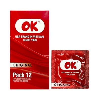 Bao cao su siêu mỏng kéo dài thời gian OK Original 12 cái che tên chính hãng