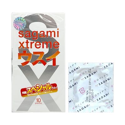 Bao cao su siêu mỏng kéo dài thời gian Sagami Super Thin 10 cái che tên chính hãng