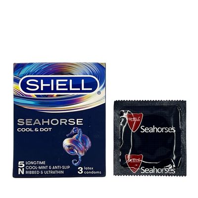 Bao cao su siêu mỏng kéo dài thời gian Shell Xanh 3 cái che tên chính hãng