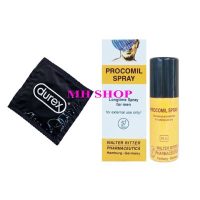 Combo kéo dài ổn định lâu dài bcs durex 1 chiếc tặng lọ xịt đức 45ml procomil