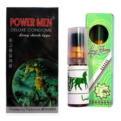 [COMBO KÉO DÀI] Bao cao su Powermen 12c nhám li ti + xịt thái 5ml