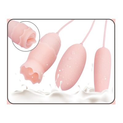 Trứng rung tình yêu cao cấp 3 đầu ABS sạc điện lưỡi liếm hoa hồng [đổi tên khi giao]