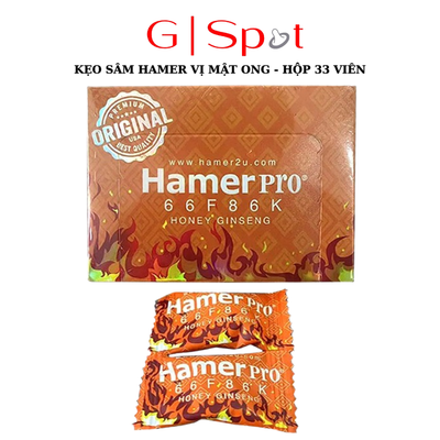 Kẹo Sâm Hamer Pro Chính Hãng Vị Mật Ong  - Hộp 33 Viên Ngậm Tăng Cường Sinh Lý Cuong Duong Nam