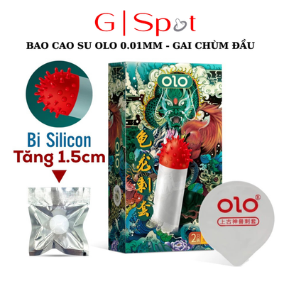 Bao Cao Su OLO Gai Chùm Đầu Rồng Xanh 0.01mm - Nhiều Gel Siêu Mỏng