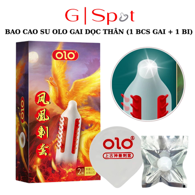 Bao Cao Su OLO Gai Dọc Thân (1 Bcs Gai + 1 Bi Silicon), Bcs Siêu Mỏng 0.03mm