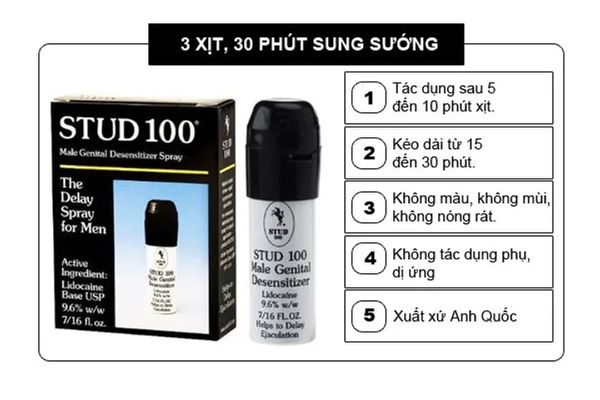 Chai Xịt Stud 100 Giúp Kéo Dài Thời Gian Cho Nam 12ml 310709