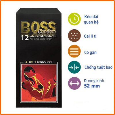 Bao Cao Su BOSS 4 in 1 Longshock - Hộp 12 Cái 353327