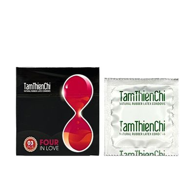 Bao cao su siêu mỏng kéo dài thời gian Tâm Thiện Chí Đen 4in1 3 cái che tên chính hãng