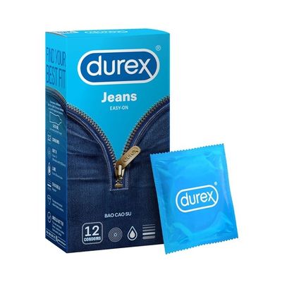 Bao cao su siêu mỏng kéo dài thời gian Durex Jeans 12 cái che tên chính hãng
