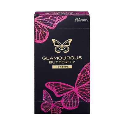 Bao cao su nóng ấm, nhiều gel trơn JEX Glamourous Butterfly Hot  - Hộp 12 cái