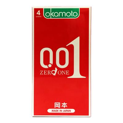 Bao cao su Siêu Mỏng 0.01 Okamoto Zero One - Mỏng - Hộp 4 Cái | Gian hàng chính hãng