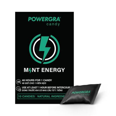 Viên kẹo ngậm nhân sâm cương và kéo dài nam 1 Viên Powergra Mint Energy chính hãng