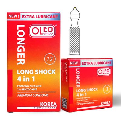 Bao cao su Oleo Lampo 4 in 1: Gân, Gai, Mỏng, Kéo dài time