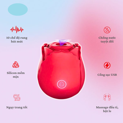 (Có video) Trứng rung kết hợp hút cực phê Hoa Hồng Rose