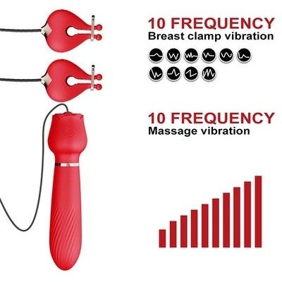 Kẹp núm vú mix gậy massage silicon có 10 chế độ rung